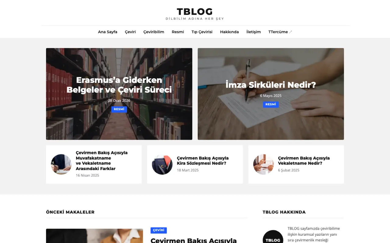 Yeni TBLOG ana sayfası